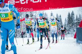 05.12.2021, Lillehammer, Norway (NOR): Francesco De Fabiani (ITA), +18+, Lucas Boegl (GER), Calle Halfvarsson (SWE), (l-r)  - FIS world cup cross-country, 4x7.5km men, Lillehammer (NOR). www.nordicfocus.com. © Modica/NordicFocus. Every downloaded picture is fee-liable.
