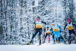 05.12.2021, Lillehammer, Norway (NOR): Friedrich Moch (GER), Clement Parisse (FRA), Gus Schumacher (USA), (l-r)  - FIS world cup cross-country, 4x7.5km men, Lillehammer (NOR). www.nordicfocus.com. © Modica/NordicFocus. Every downloaded picture is fee-liable.