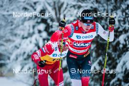 05.12.2021, Lillehammer, Norway (NOR): Artem Maltsev (RUS), Simen Hegstad Krueger (NOR), (l-r)  - FIS world cup cross-country, 4x7.5km men, Lillehammer (NOR). www.nordicfocus.com. © Modica/NordicFocus. Every downloaded picture is fee-liable.