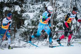 05.12.2021, Lillehammer, Norway (NOR): Lauri Vuorinen (FIN), Jean Gaillard (Marc), Russell Kennedy (CAN), (l-r)  - FIS world cup cross-country, 4x7.5km men, Lillehammer (NOR). www.nordicfocus.com. © Modica/NordicFocus. Every downloaded picture is fee-liable.