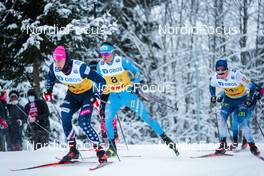 05.12.2021, Lillehammer, Norway (NOR): Gus Schumacher (USA), Stefano Gardener (ITA), Juuso Haarala (FIN), (l-r)  - FIS world cup cross-country, 4x7.5km men, Lillehammer (NOR). www.nordicfocus.com. © Modica/NordicFocus. Every downloaded picture is fee-liable.