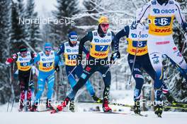 05.12.2021, Lillehammer, Norway (NOR): Graham Ritchie (CAN), Federico Pellegrino (ITA), Roman Furger (SUI), Janosch Brugger (GER), Zanden Mcmullen (USA), William Poromaa (SWE), (l-r)  - FIS world cup cross-country, 4x7.5km men, Lillehammer (NOR). www.nordicfocus.com. © Modica/NordicFocus. Every downloaded picture is fee-liable.