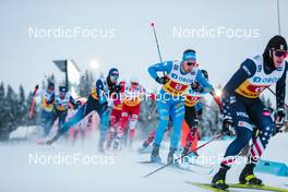 05.12.2021, Lillehammer, Norway (NOR): Paolo Ventura (ITA), Luke Jager (USA), Jonas Dobler (GER), (l-r)  - FIS world cup cross-country, 4x7.5km men, Lillehammer (NOR). www.nordicfocus.com. © Modica/NordicFocus. Every downloaded picture is fee-liable.
