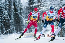 05.12.2021, Lillehammer, Norway (NOR): Sergey Ustiugov (RUS), Harald Oestberg Amundsen (NOR), (l-r)  - FIS world cup cross-country, 4x7.5km men, Lillehammer (NOR). www.nordicfocus.com. © Modica/NordicFocus. Every downloaded picture is fee-liable.