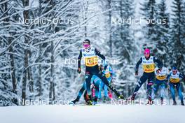 05.12.2021, Lillehammer, Norway (NOR): Friedrich Moch (GER), Gus Schumacher (USA), Juuso Haarala (FIN), Candide Pralong (SUI), (l-r)  - FIS world cup cross-country, 4x7.5km men, Lillehammer (NOR). www.nordicfocus.com. © Modica/NordicFocus. Every downloaded picture is fee-liable.