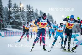 05.12.2021, Lillehammer, Norway (NOR): Luke Jager (USA), Hugo Lapalus (FRA), Jonas Dobler (GER), (l-r)  - FIS world cup cross-country, 4x7.5km men, Lillehammer (NOR). www.nordicfocus.com. © Modica/NordicFocus. Every downloaded picture is fee-liable.