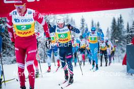 05.12.2021, Lillehammer, Norway (NOR): Alexander Bolshunov (RUS), Iivo Niskanen (FIN), Ben Ogden (USA), Francesco De Fabiani (ITA), (l-r)  - FIS world cup cross-country, 4x7.5km men, Lillehammer (NOR). www.nordicfocus.com. © Modica/NordicFocus. Every downloaded picture is fee-liable.