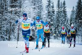 05.12.2021, Lillehammer, Norway (NOR): Lauri Lepisto (FIN), Francesco De Fabiani (ITA), Lucas Boegl (GER), (l-r)  - FIS world cup cross-country, 4x7.5km men, Lillehammer (NOR). www.nordicfocus.com. © Modica/NordicFocus. Every downloaded picture is fee-liable.