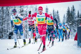 05.12.2021, Lillehammer, Norway (NOR): Iivo Niskanen (FIN), Emil Iversen (NOR), Lauri Lepisto (FIN), Ilia Semikov (RUS), Alexander Bolshunov (RUS), Ben Ogden (USA), (l-r)  - FIS world cup cross-country, 4x7.5km men, Lillehammer (NOR). www.nordicfocus.com. © Modica/NordicFocus. Every downloaded picture is fee-liable.