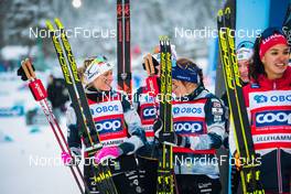 05.12.2021, Lillehammer, Norway (NOR): Emma Ribom (SWE), Frida Karlsson (SWE), Ebba Andersson (SWE), Moa Olsson (SWE), (l-r) - FIS world cup cross-country, 4x5km women, Lillehammer (NOR). www.nordicfocus.com. © Modica/NordicFocus. Every downloaded picture is fee-liable.