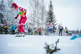 05.12.2021, Lillehammer, Norway (NOR): Natalia Nepryaeva (RUS), Frida Karlsson (SWE), Laura Gimmler (GER), Heidi Weng (NOR), Anne Kylloenen (FIN), (l-r)  - FIS world cup cross-country, 4x5km women, Lillehammer (NOR). www.nordicfocus.com. © Modica/NordicFocus. Every downloaded picture is fee-liable.
