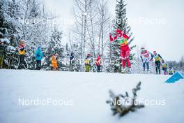 05.12.2021, Lillehammer, Norway (NOR): Natalia Nepryaeva (RUS), Frida Karlsson (SWE), Laura Gimmler (GER), Heidi Weng (NOR), Anne Kylloenen (FIN), (l-r)  - FIS world cup cross-country, 4x5km women, Lillehammer (NOR). www.nordicfocus.com. © Modica/NordicFocus. Every downloaded picture is fee-liable.