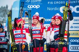 05.12.2021, Lillehammer, Norway (NOR): Yulia Stupak (RUS), Natalia Nepryaeva (RUS), Tatiana Sorina (RUS), Veronika Stepanova (RUS), (l-r) - FIS world cup cross-country, 4x5km women, Lillehammer (NOR). www.nordicfocus.com. © Modica/NordicFocus. Every downloaded picture is fee-liable.