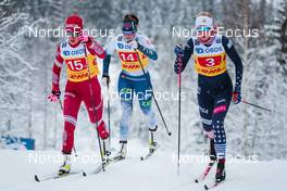 05.12.2021, Lillehammer, Norway (NOR): Yana Kirpichenko (RUS), Katri Lylynpera (FIN), Hailey Swirbul (USA), (l-r)  - FIS world cup cross-country, 4x5km women, Lillehammer (NOR). www.nordicfocus.com. © Modica/NordicFocus. Every downloaded picture is fee-liable.