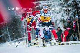 05.12.2021, Lillehammer, Norway (NOR): Tatiana Sorina (RUS), Ebba Andersson (SWE), Therese Johaug (NOR), (l-r)  - FIS world cup cross-country, 4x5km women, Lillehammer (NOR). www.nordicfocus.com. © Modica/NordicFocus. Every downloaded picture is fee-liable.