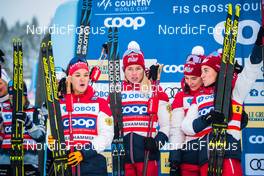 05.12.2021, Lillehammer, Norway (NOR): Yulia Stupak (RUS), Natalia Nepryaeva (RUS), Tatiana Sorina (RUS), Veronika Stepanova (RUS), (l-r) - FIS world cup cross-country, 4x5km women, Lillehammer (NOR). www.nordicfocus.com. © Modica/NordicFocus. Every downloaded picture is fee-liable.