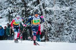 05.12.2021, Lillehammer, Norway (NOR): Anne Kjersti Kalvaa (NOR), Rosie Brennan (USA), (l-r)  - FIS world cup cross-country, 4x5km women, Lillehammer (NOR). www.nordicfocus.com. © Modica/NordicFocus. Every downloaded picture is fee-liable.
