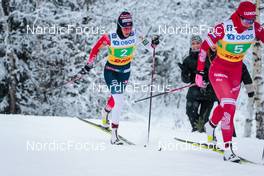 05.12.2021, Lillehammer, Norway (NOR): Heidi Weng (NOR), Natalia Nepryaeva (RUS), (l-r)  - FIS world cup cross-country, 4x5km women, Lillehammer (NOR). www.nordicfocus.com. © Modica/NordicFocus. Every downloaded picture is fee-liable.