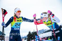 12.12.2021, Davos, Switzerland (SUI): Hailey Swirbul (USA), Anne Kjersti Kalvaa (NOR), (l-r)  - FIS world cup cross-country, 10km women, Davos (SUI). www.nordicfocus.com. © Modica/NordicFocus. Every downloaded picture is fee-liable.