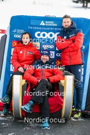12.12.2021, Davos, Switzerland (SUI): Pierre Mignerey, Doris Kallen and Michal Lamplot   - FIS world cup cross-country, 15km men, Davos (SUI). www.nordicfocus.com. © Modica/NordicFocus. Every downloaded picture is fee-liable.