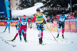 11.12.2021, Davos, Switzerland (SUI): Sergey Ustiugov (RUS), Johannes Klaebo (NOR), (l-r)  - FIS world cup cross-country, individual sprint, Davos (SUI). www.nordicfocus.com. © Modica/NordicFocus. Every downloaded picture is fee-liable.