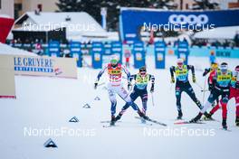 11.12.2021, Davos, Switzerland (SUI): Maja Dahlqvist (SWE), Jessie Diggins (USA), Victoria Carl (GER), Lotta Udnes Weng (NOR), (l-r)  - FIS world cup cross-country, individual sprint, Davos (SUI). www.nordicfocus.com. © Modica/NordicFocus. Every downloaded picture is fee-liable.