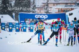 11.12.2021, Davos, Switzerland (SUI): Johannes Klaebo (NOR), Michal Novak (CZE), Gustaf Berglund (SWE), (l-r)  - FIS world cup cross-country, individual sprint, Davos (SUI). www.nordicfocus.com. © Modica/NordicFocus. Every downloaded picture is fee-liable.