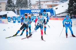 11.12.2021, Davos, Switzerland (SUI): Tomas Kalivoda (CZE), Haavard Solaas Taugboel (NOR), Federico Pellegrino (ITA), (l-r)  - FIS world cup cross-country, individual sprint, Davos (SUI). www.nordicfocus.com. © Modica/NordicFocus. Every downloaded picture is fee-liable.