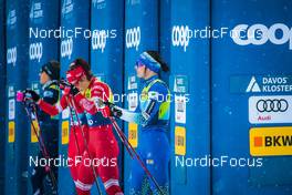 11.12.2021, Davos, Switzerland (SUI): Yulia Stupak (RUS), Natalia Nepryaeva (RUS), Eva Urevc (SLO), (l-r)  - FIS world cup cross-country, individual sprint, Davos (SUI). www.nordicfocus.com. © Modica/NordicFocus. Every downloaded picture is fee-liable.