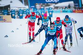 11.12.2021, Davos, Switzerland (SUI): Artem Maltsev (RUS), Ben Ogden (USA), Anton Persson (SWE), (l-r)  - FIS world cup cross-country, individual sprint, Davos (SUI). www.nordicfocus.com. © Modica/NordicFocus. Every downloaded picture is fee-liable.