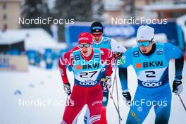 11.12.2021, Davos, Switzerland (SUI): Gleb Retivykh (RUS), Lucas Chanavat (FRA), (l-r)  - FIS world cup cross-country, individual sprint, Davos (SUI). www.nordicfocus.com. © Modica/NordicFocus. Every downloaded picture is fee-liable.