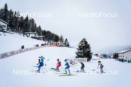 11.12.2021, Davos, Switzerland (SUI): Eva Urevc (SLO), Nadine Faehndrich (SUI), Natalia Nepryaeva (RUS), Katri Lylynpera (FIN), Katerina Janatova (CZE), Ane Appelkvist Stenseth (NOR), (l-r)  - FIS world cup cross-country, individual sprint, Davos (SUI). www.nordicfocus.com. © Modica/NordicFocus. Every downloaded picture is fee-liable.