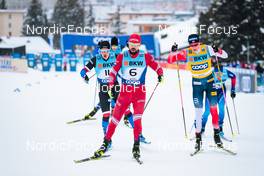11.12.2021, Davos, Switzerland (SUI): Michal Novak (CZE), Sergey Ustiugov (RUS), Johannes Klaebo (NOR), (l-r)  - FIS world cup cross-country, individual sprint, Davos (SUI). www.nordicfocus.com. © Modica/NordicFocus. Every downloaded picture is fee-liable.