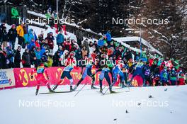 11.12.2021, Davos, Switzerland (SUI): Yulia Stupak (RUS), Lotta Udnes Weng (NOR), Victoria Carl (GER), Coletta Rydzek (GER), Maja Dahlqvist (SWE), Jessie Diggins (USA), (l-r)  - FIS world cup cross-country, individual sprint, Davos (SUI). www.nordicfocus.com. © Modica/NordicFocus. Every downloaded picture is fee-liable.