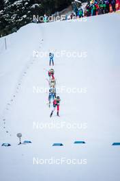 11.12.2021, Davos, Switzerland (SUI): Greta Laurent (ITA), Tiril Udnes Weng (NOR), Anna Dyvik (SWE), Anamarija Lampic (SLO), Mathilde Myhrvold (NOR), (l-r)  - FIS world cup cross-country, individual sprint, Davos (SUI). www.nordicfocus.com. © Modica/NordicFocus. Every downloaded picture is fee-liable.