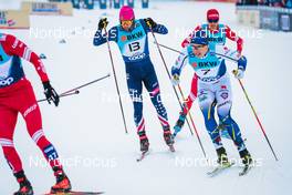 11.12.2021, Davos, Switzerland (SUI): Ben Ogden (USA), Artem Maltsev (RUS), Anton Persson (SWE), (l-r)  - FIS world cup cross-country, individual sprint, Davos (SUI). www.nordicfocus.com. © Modica/NordicFocus. Every downloaded picture is fee-liable.