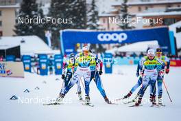 11.12.2021, Davos, Switzerland (SUI): Anna Dyvik (SWE), Laurien Van Der Graaff (SUI), Emma Ribom (SWE), Jasmi Joensuu (FIN), (l-r)  - FIS world cup cross-country, individual sprint, Davos (SUI). www.nordicfocus.com. © Modica/NordicFocus. Every downloaded picture is fee-liable.