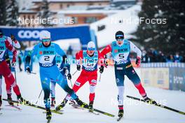 11.12.2021, Davos, Switzerland (SUI): Lucas Chanavat (FRA), Juuso Haarala (FIN), Maciej Starega (POL), Erik Valnes (NOR), (l-r)  - FIS world cup cross-country, individual sprint, Davos (SUI). www.nordicfocus.com. © Modica/NordicFocus. Every downloaded picture is fee-liable.
