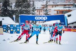 11.12.2021, Davos, Switzerland (SUI): Gleb Retivykh (RUS), Lucas Chanavat (FRA), Erik Valnes (NOR), (l-r)  - FIS world cup cross-country, individual sprint, Davos (SUI). www.nordicfocus.com. © Modica/NordicFocus. Every downloaded picture is fee-liable.