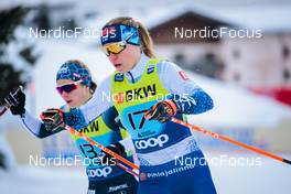 11.12.2021, Davos, Switzerland (SUI): Patricija Eiduka (LAT), Jasmi Joensuu (FIN), (l-r)  - FIS world cup cross-country, individual sprint, Davos (SUI). www.nordicfocus.com. © Modica/NordicFocus. Every downloaded picture is fee-liable.