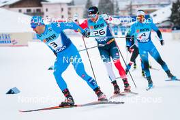 11.12.2021, Davos, Switzerland (SUI): Federico Pellegrino (ITA), Haavard Solaas Taugboel (NOR), Richard Jouve (FRA), (l-r)  - FIS world cup cross-country, individual sprint, Davos (SUI). www.nordicfocus.com. © Modica/NordicFocus. Every downloaded picture is fee-liable.
