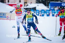 11.12.2021, Davos, Switzerland (SUI): Maja Dahlqvist (SWE), Jessie Diggins (USA), (l-r)  - FIS world cup cross-country, individual sprint, Davos (SUI). www.nordicfocus.com. © Modica/NordicFocus. Every downloaded picture is fee-liable.