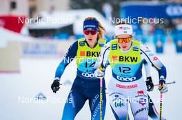 11.12.2021, Davos, Switzerland (SUI): Laurien Van Der Graaff (SUI), Anna Dyvik (SWE), (l-r)  - FIS world cup cross-country, individual sprint, Davos (SUI). www.nordicfocus.com. © Modica/NordicFocus. Every downloaded picture is fee-liable.