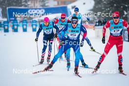 11.12.2021, Davos, Switzerland (SUI): Ben Ogden (USA), Jovian Hediger (SUI), Alexander Erentev (RUS), (l-r)  - FIS world cup cross-country, individual sprint, Davos (SUI). www.nordicfocus.com. © Modica/NordicFocus. Every downloaded picture is fee-liable.