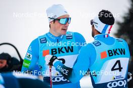 11.12.2021, Davos, Switzerland (SUI): Lucas Chanavat (FRA), Richard Jouve (FRA), (l-r)  - FIS world cup cross-country, individual sprint, Davos (SUI). www.nordicfocus.com. © Modica/NordicFocus. Every downloaded picture is fee-liable.