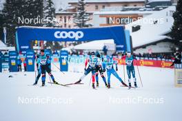 11.12.2021, Davos, Switzerland (SUI): Tomas Kalivoda (CZE), Haavard Solaas Taugboel (NOR), Federico Pellegrino (ITA), James Clugnet (GBR), (l-r)  - FIS world cup cross-country, individual sprint, Davos (SUI). www.nordicfocus.com. © Modica/NordicFocus. Every downloaded picture is fee-liable.