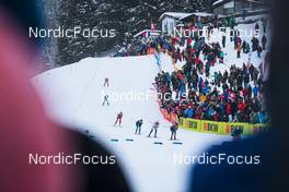 11.12.2021, Davos, Switzerland (SUI): Natalia Nepryaeva (RUS), Anna Dyvik (SWE), Yulia Stupak (RUS), Nadine Faehndrich (SUI), Maja Dahlqvist (SWE), Rosie Brennan (USA), (l-r)  - FIS world cup cross-country, individual sprint, Davos (SUI). www.nordicfocus.com. © Modica/NordicFocus. Every downloaded picture is fee-liable.
