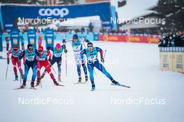 11.12.2021, Davos, Switzerland (SUI): Jovian Hediger (SUI), Alexander Erentev (RUS), Anton Persson (SWE), Valerio Grond (SUI), (l-r)  - FIS world cup cross-country, individual sprint, Davos (SUI). www.nordicfocus.com. © Modica/NordicFocus. Every downloaded picture is fee-liable.