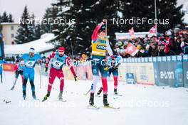 11.12.2021, Davos, Switzerland (SUI): Richard Jouve (FRA), Sergey Ustiugov (RUS), Johannes Klaebo (NOR), (l-r)  - FIS world cup cross-country, individual sprint, Davos (SUI). www.nordicfocus.com. © Modica/NordicFocus. Every downloaded picture is fee-liable.