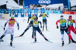 11.12.2021, Davos, Switzerland (SUI): Maja Dahlqvist (SWE), Jessie Diggins (USA), Victoria Carl (GER), Lotta Udnes Weng (NOR), Yulia Stupak (RUS), (l-r)  - FIS world cup cross-country, individual sprint, Davos (SUI). www.nordicfocus.com. © Modica/NordicFocus. Every downloaded picture is fee-liable.
